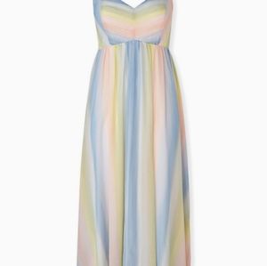 Torrid pastel stripe chiffon pleated maxi dress-